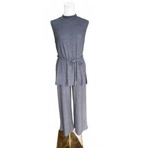 NEW KLD. SIGNATURE women's tie-waist top & pants set in grey